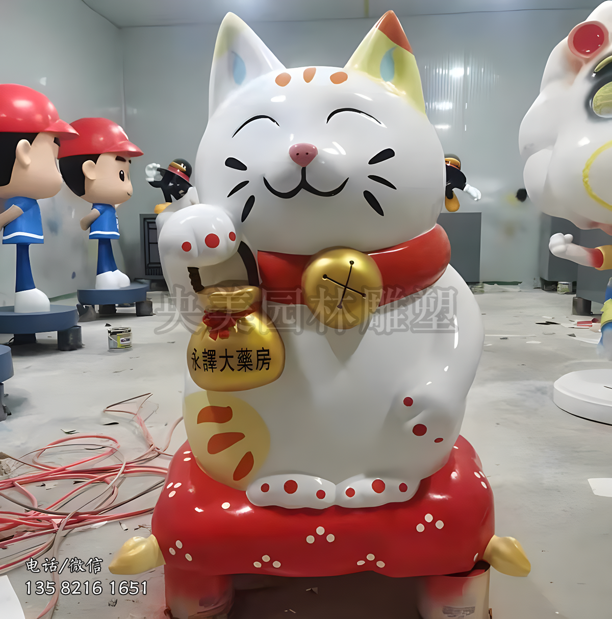 招財(cái)貓玻璃鋼卡通雕塑 招財(cái)貓玻璃鋼卡通雕塑
