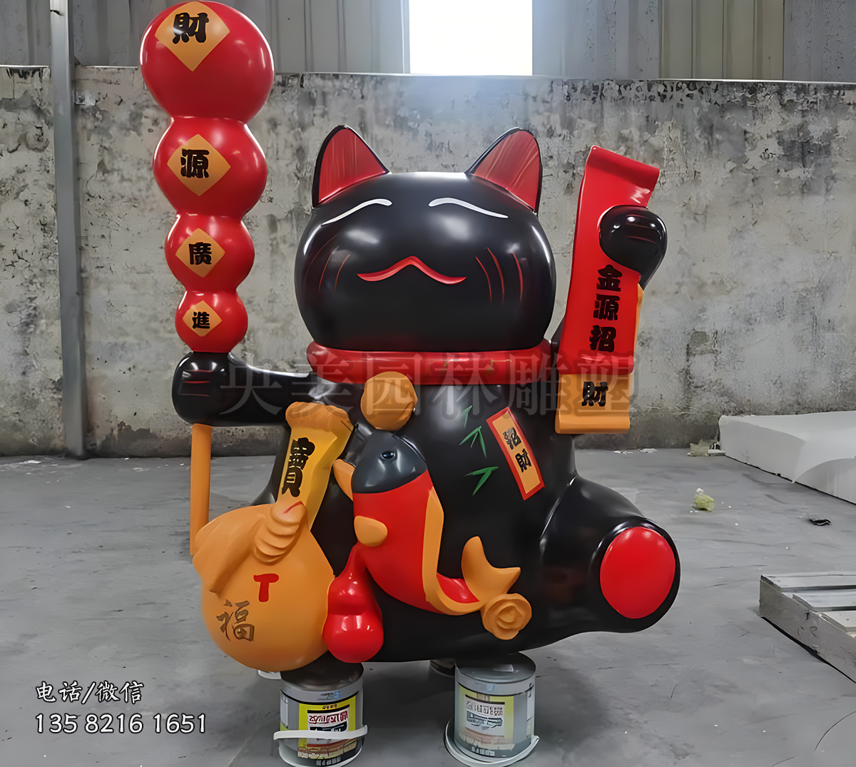 黑色財(cái)源廣進(jìn)招財(cái)貓雕塑 黑色財(cái)源廣進(jìn)招財(cái)貓雕塑