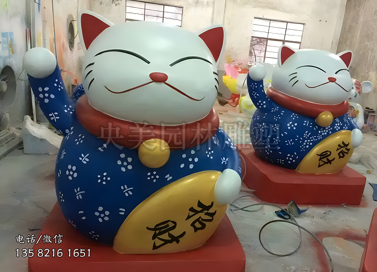國風(fēng)服飾招財(cái)貓雕塑 國風(fēng)服飾招財(cái)貓雕塑