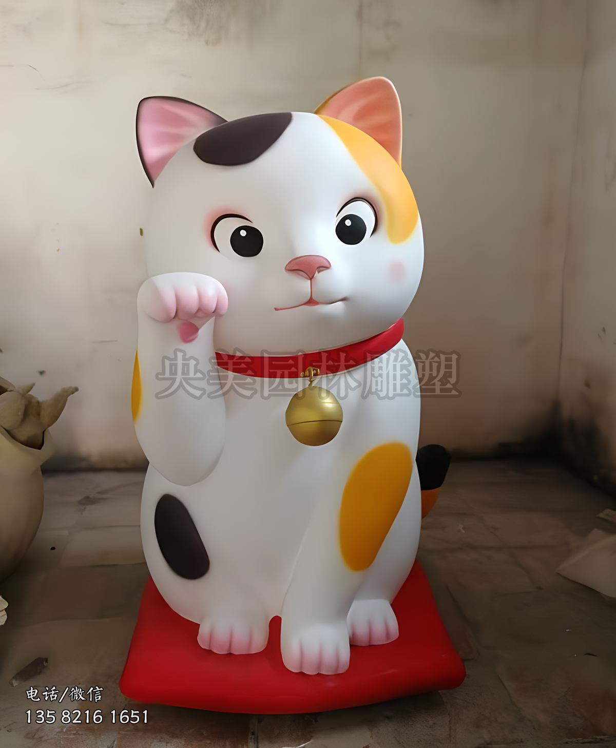 可愛蹲地招財(cái)貓雕塑 可愛蹲地招財(cái)貓雕塑