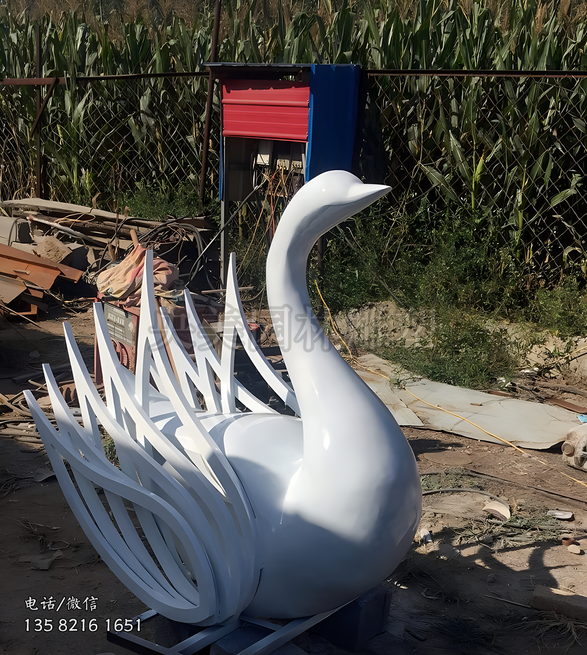 抽象天鵝玻璃鋼動物雕塑