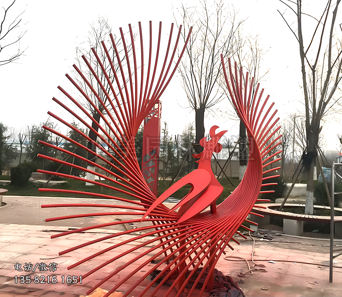 抽象鳳凰創意不銹鋼景觀雕塑