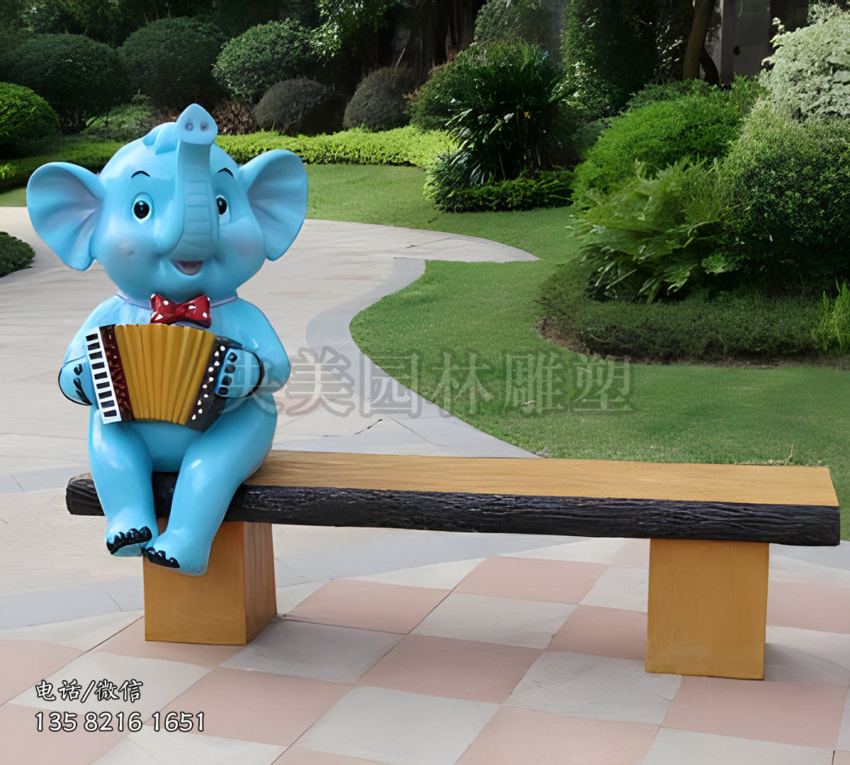 大象裝飾公園玻璃鋼仿木長(zhǎng)凳