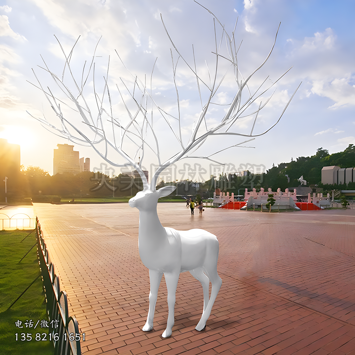 創(chuàng)意樹枝造型梅花鹿雕塑
