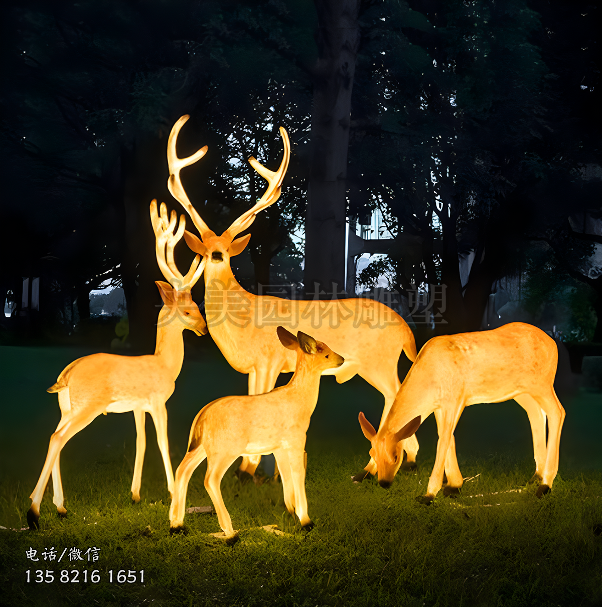 發光梅花鹿玻璃鋼仿真動物雕塑