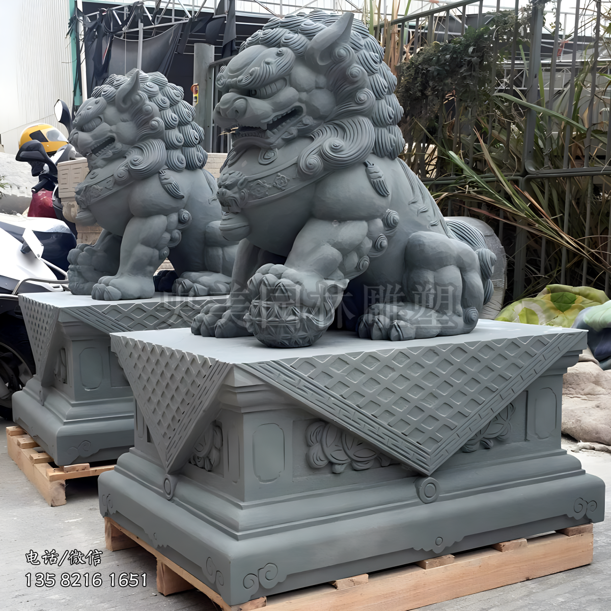中式傳統石雕獅子