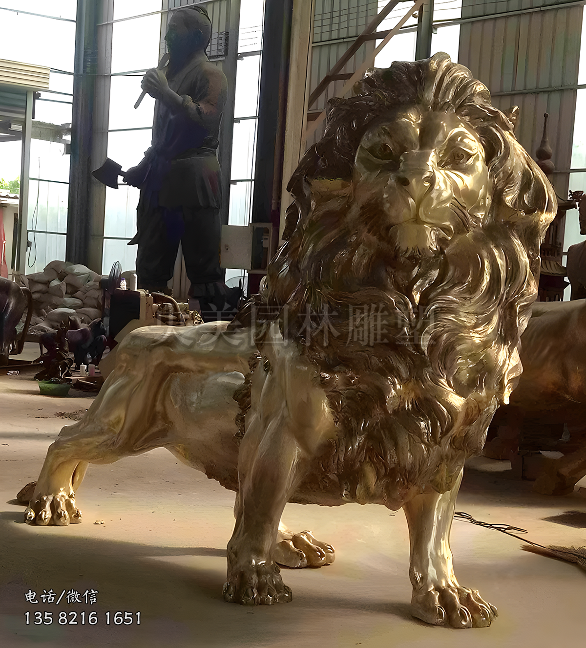 黃銅鑄造仿真獅子銅雕