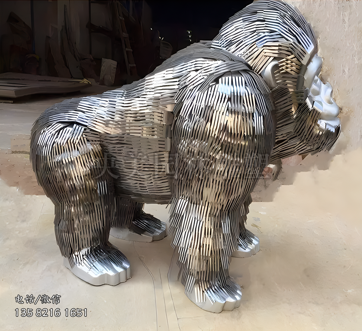 創意不銹鋼大猩猩雕塑