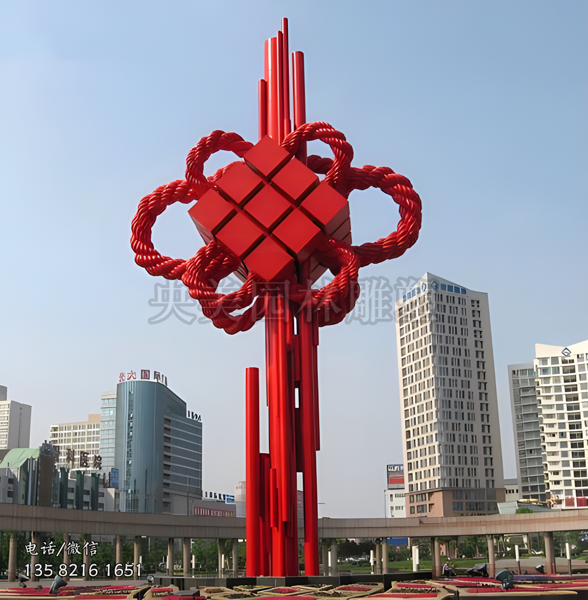 不銹鋼中國(guó)結(jié)大型景觀(guān)雕塑