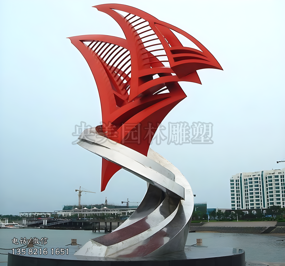 濱海船帆不銹鋼景觀雕塑