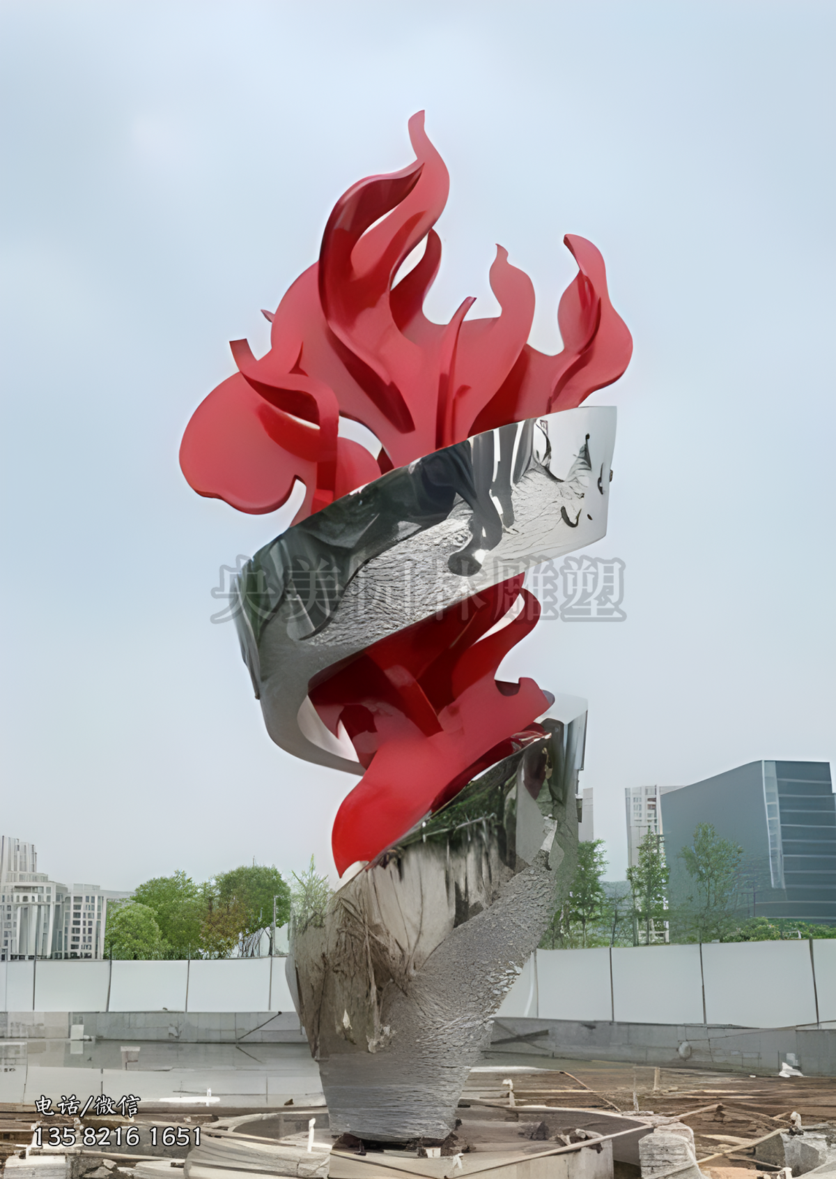 抽象不銹鋼火苗，火炬造型不銹鋼景觀雕塑