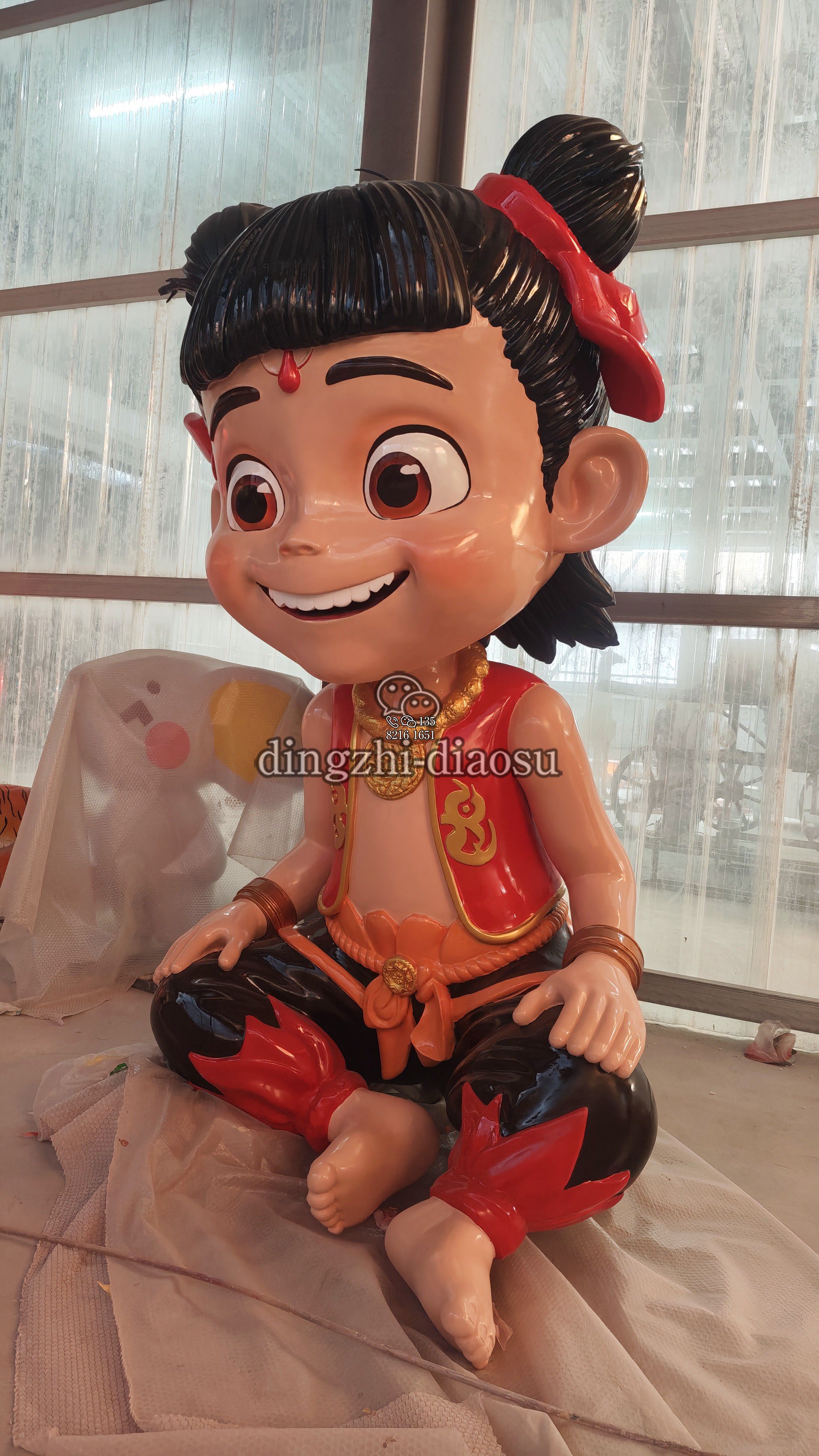 2米高坐姿哪吒玻璃鋼雕塑 2米高坐姿哪吒玻璃鋼雕塑